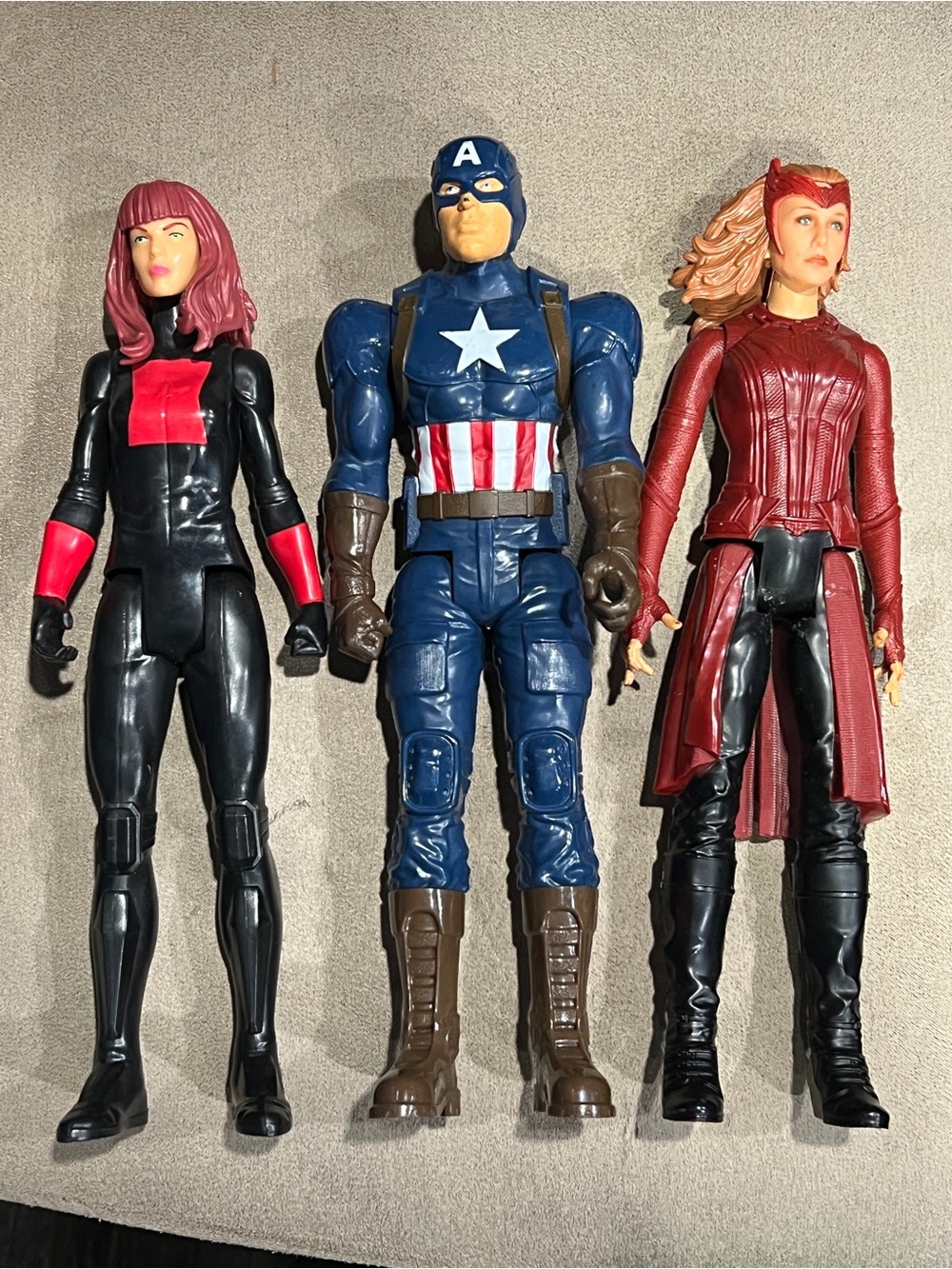 Marvel Avengers 12” titans Figures: Captain America, Black Widow, Scarlet Witch